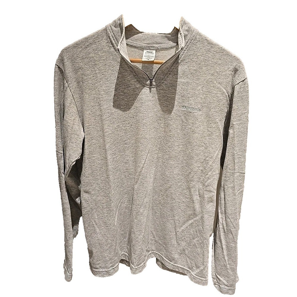 Patagonia Mens Quarter Zip Pullover‎ Heather Grey Long Sleeve Shirt Size M USA